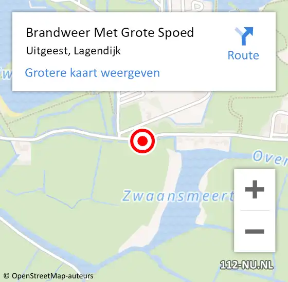 Locatie op kaart van de 112 melding: Brandweer Met Grote Spoed Naar Uitgeest, Lagendijk op 28 juli 2017 14:36