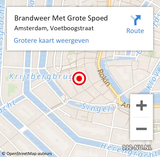 Locatie op kaart van de 112 melding: Brandweer Met Grote Spoed Naar Amsterdam, Voetboogstraat op 28 juli 2017 14:46