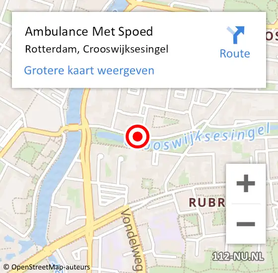 Locatie op kaart van de 112 melding: Ambulance Met Spoed Naar Rotterdam, Crooswijksesingel op 28 juli 2017 14:49