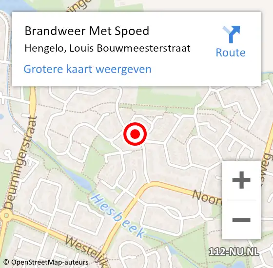 Locatie op kaart van de 112 melding: Brandweer Met Spoed Naar Hengelo, Louis Bouwmeesterstraat op 20 september 2013 16:22