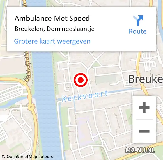 Locatie op kaart van de 112 melding: Ambulance Met Spoed Naar Breukelen, Domineeslaantje op 28 juli 2017 14:56