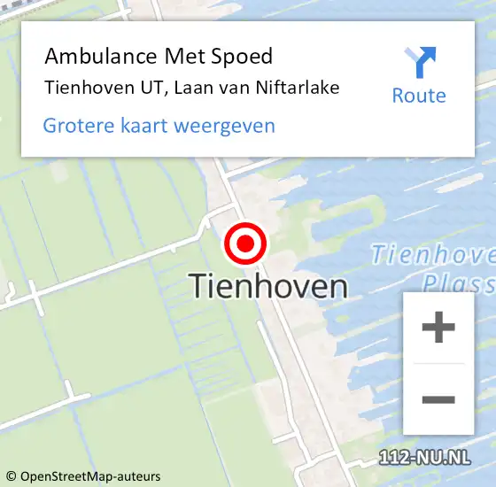 Locatie op kaart van de 112 melding: Ambulance Met Spoed Naar Tienhoven UT, Laan van Niftarlake op 28 juli 2017 15:03