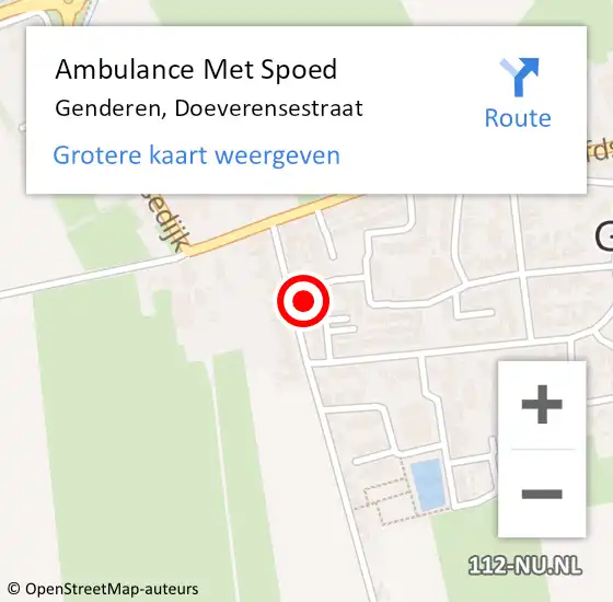 Locatie op kaart van de 112 melding: Ambulance Met Spoed Naar Genderen, Doeverensestraat op 28 juli 2017 15:03