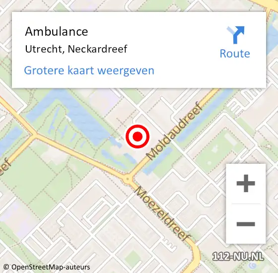 Locatie op kaart van de 112 melding: Ambulance Utrecht, Neckardreef op 28 juli 2017 15:04