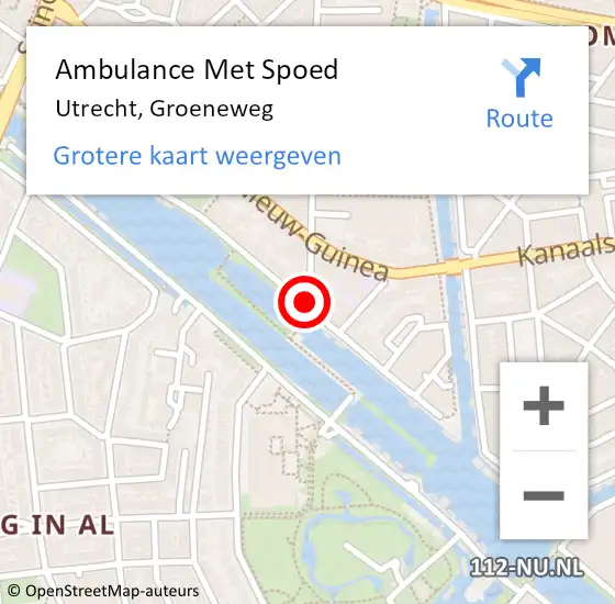 Locatie op kaart van de 112 melding: Ambulance Met Spoed Naar Utrecht, Groeneweg op 28 juli 2017 15:04