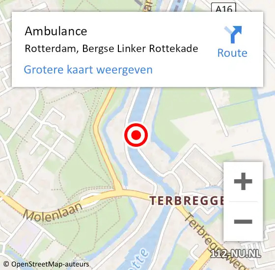 Locatie op kaart van de 112 melding: Ambulance Rotterdam, Bergse Linker Rottekade op 28 juli 2017 15:08