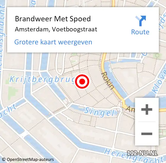 Locatie op kaart van de 112 melding: Brandweer Met Spoed Naar Amsterdam, Voetboogstraat op 28 juli 2017 15:12