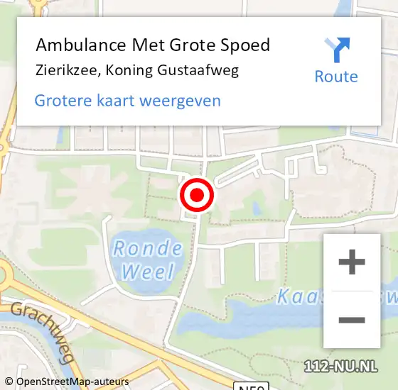 Locatie op kaart van de 112 melding: Ambulance Met Grote Spoed Naar Zierikzee, Koning Gustaafweg op 28 juli 2017 15:14