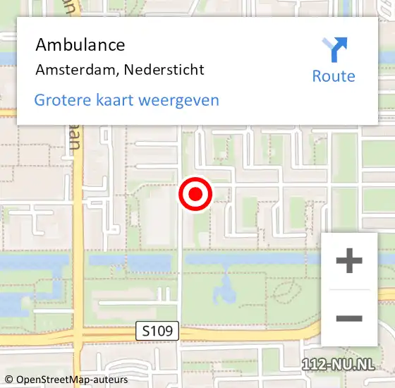 Locatie op kaart van de 112 melding: Ambulance Amsterdam, Nedersticht op 28 juli 2017 15:15