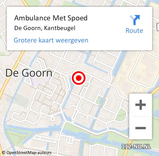 Locatie op kaart van de 112 melding: Ambulance Met Spoed Naar De Goorn, Kantbeugel op 28 juli 2017 15:17