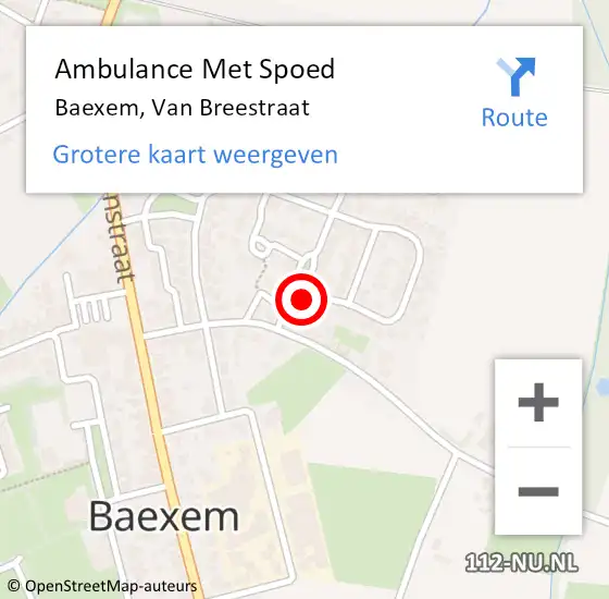 Locatie op kaart van de 112 melding: Ambulance Met Spoed Naar Baexem, Van Breestraat op 28 januari 2014 10:54