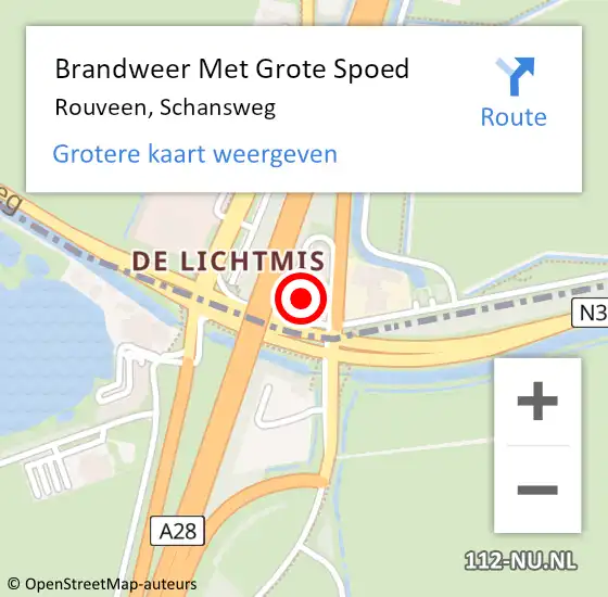 Locatie op kaart van de 112 melding: Brandweer Met Grote Spoed Naar Rouveen, Schansweg op 28 juli 2017 16:26