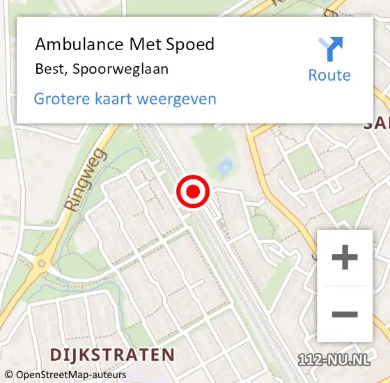 Locatie op kaart van de 112 melding: Ambulance Met Spoed Naar Best, Spoorweglaan op 28 juli 2017 16:28