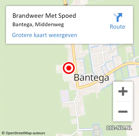 Locatie op kaart van de 112 melding: Brandweer Met Spoed Naar Bantega, Middenweg op 28 juli 2017 16:38