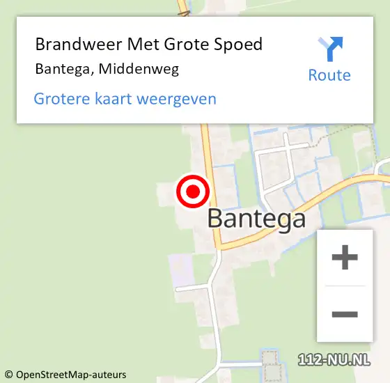 Locatie op kaart van de 112 melding: Brandweer Met Grote Spoed Naar Bantega, Middenweg op 28 juli 2017 16:49