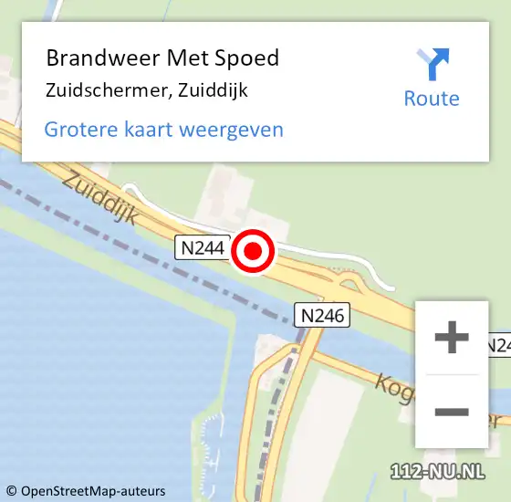 Locatie op kaart van de 112 melding: Brandweer Met Spoed Naar Zuidschermer, Zuiddijk op 28 juli 2017 16:52