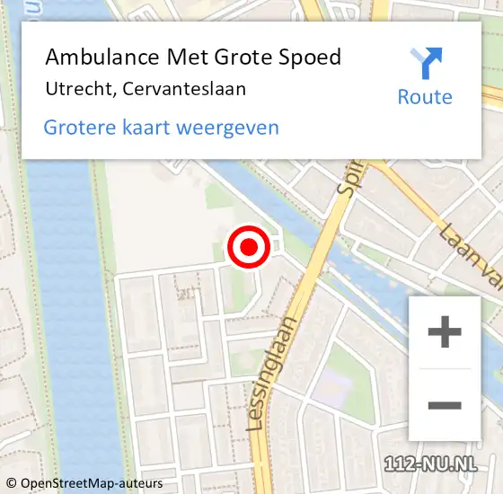 Locatie op kaart van de 112 melding: Ambulance Met Grote Spoed Naar Utrecht, Cervanteslaan op 28 juli 2017 17:15