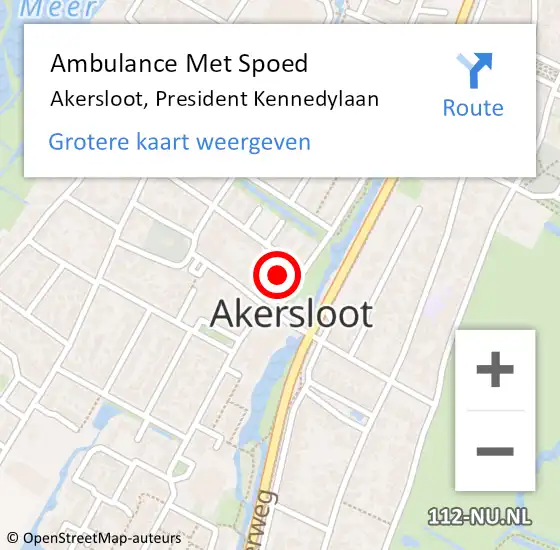 Locatie op kaart van de 112 melding: Ambulance Met Spoed Naar Akersloot, President Kennedylaan op 28 juli 2017 17:18