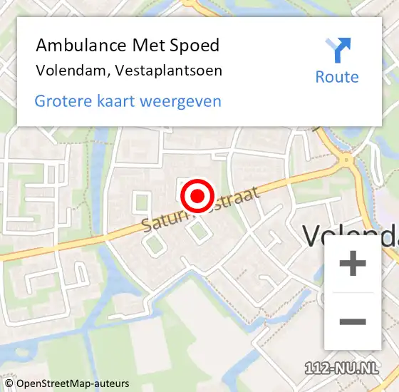 Locatie op kaart van de 112 melding: Ambulance Met Spoed Naar Volendam, Vestaplantsoen op 28 juli 2017 17:51