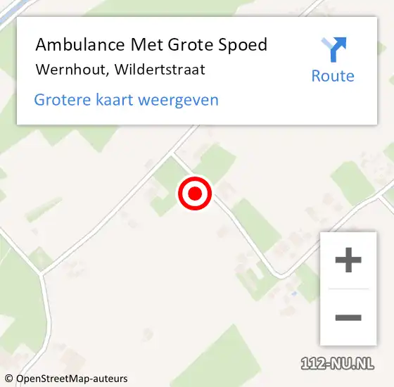 Locatie op kaart van de 112 melding: Ambulance Met Grote Spoed Naar Wernhout, Wildertstraat op 28 juli 2017 17:53