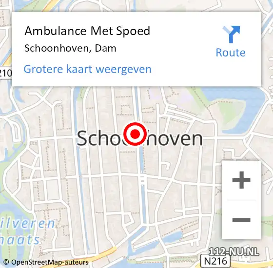 Locatie op kaart van de 112 melding: Ambulance Met Spoed Naar Schoonhoven, Dam op 28 juli 2017 17:57