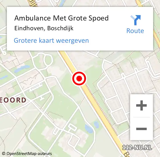 Locatie op kaart van de 112 melding: Ambulance Met Grote Spoed Naar Eindhoven, Boschdijk op 28 juli 2017 19:39