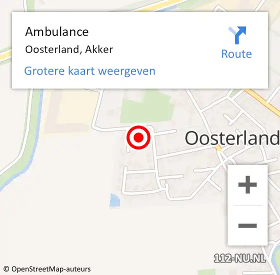 Locatie op kaart van de 112 melding: Ambulance Oosterland, Akker op 28 juli 2017 19:41