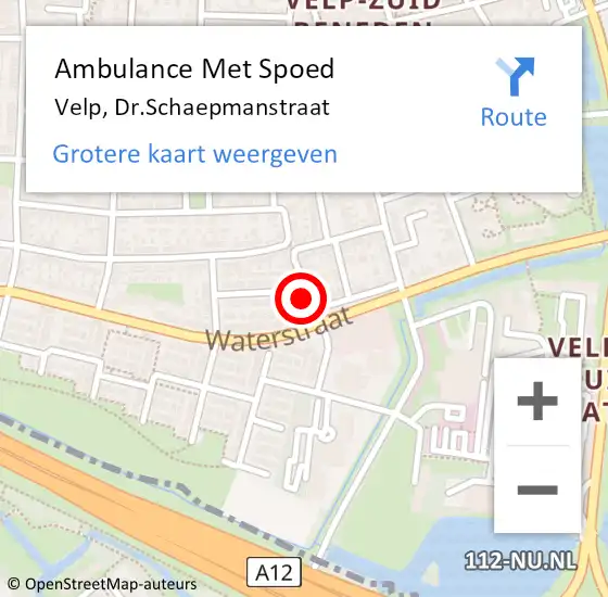 Locatie op kaart van de 112 melding: Ambulance Met Spoed Naar Velp, Dr.Schaepmanstraat op 28 juli 2017 20:05