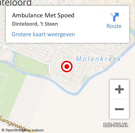 Locatie op kaart van de 112 melding: Ambulance Met Spoed Naar Dinteloord, 't Steen op 28 juli 2017 20:27