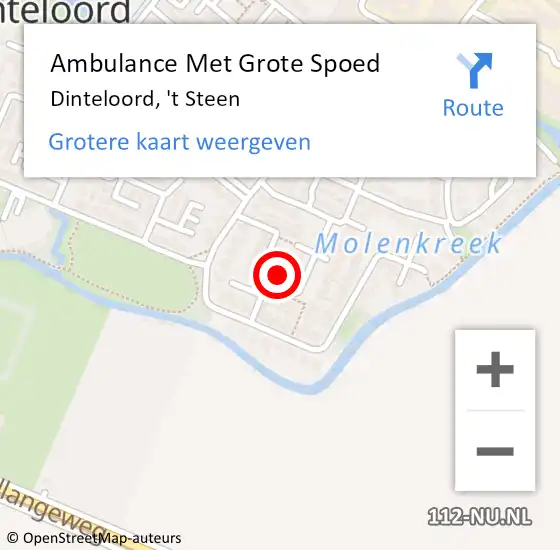 Locatie op kaart van de 112 melding: Ambulance Met Grote Spoed Naar Dinteloord, 't Steen op 28 juli 2017 21:03