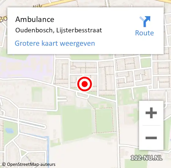 Locatie op kaart van de 112 melding: Ambulance Oudenbosch, Lijsterbesstraat op 28 juli 2017 21:26