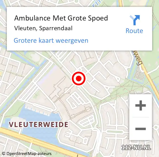 Locatie op kaart van de 112 melding: Ambulance Met Grote Spoed Naar Vleuten, Sparrendaal op 28 juli 2017 22:12