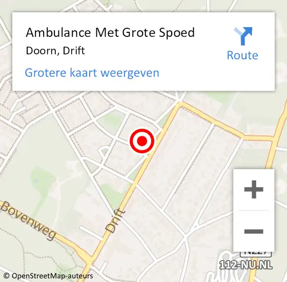 Locatie op kaart van de 112 melding: Ambulance Met Grote Spoed Naar Doorn, Drift op 28 juli 2017 23:09