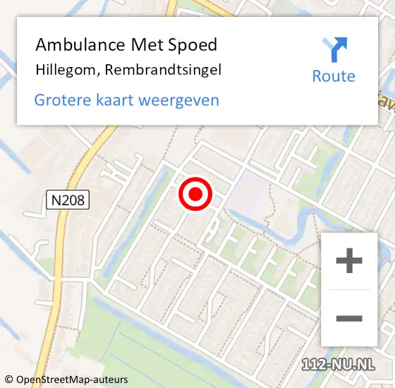 Locatie op kaart van de 112 melding: Ambulance Met Spoed Naar Hillegom, Rembrandtsingel op 28 juli 2017 23:28