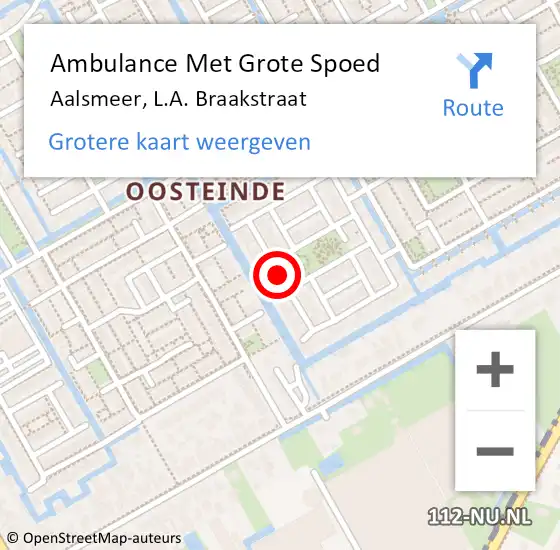 Locatie op kaart van de 112 melding: Ambulance Met Grote Spoed Naar Aalsmeer, L.A. Braakstraat op 29 juli 2017 00:27