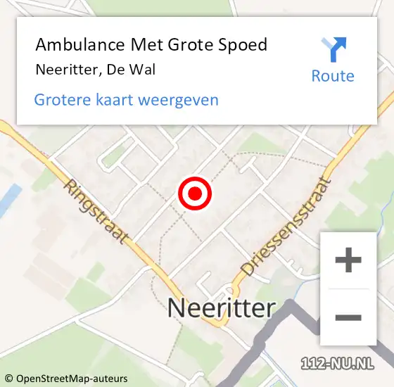 Locatie op kaart van de 112 melding: Ambulance Met Grote Spoed Naar Neeritter, De Wal op 29 juli 2017 00:48