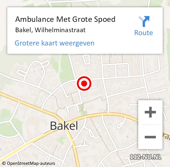 Locatie op kaart van de 112 melding: Ambulance Met Grote Spoed Naar Bakel, Wilhelminastraat op 29 juli 2017 01:45