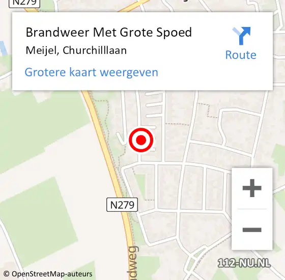 Locatie op kaart van de 112 melding: Brandweer Met Grote Spoed Naar Meijel, Churchilllaan op 29 juli 2017 03:55