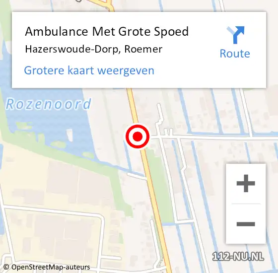 Locatie op kaart van de 112 melding: Ambulance Met Grote Spoed Naar Hazerswoude-Dorp, Roemer op 29 juli 2017 06:59