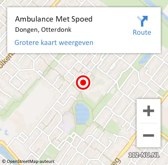 Locatie op kaart van de 112 melding: Ambulance Met Spoed Naar Dongen, Otterdonk op 29 juli 2017 08:45