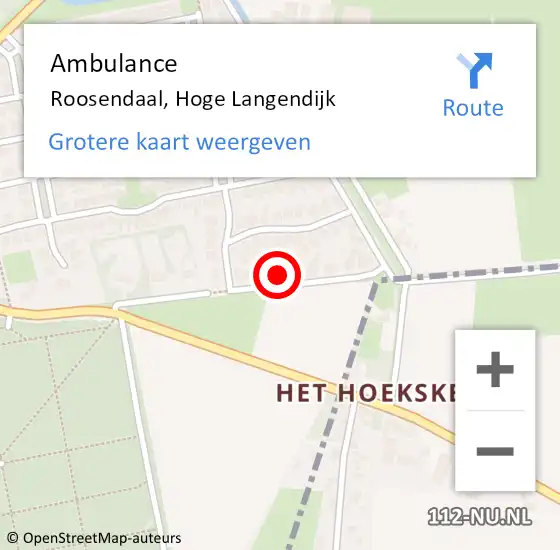 Locatie op kaart van de 112 melding: Ambulance Roosendaal, Hoge Langendijk op 29 juli 2017 09:54