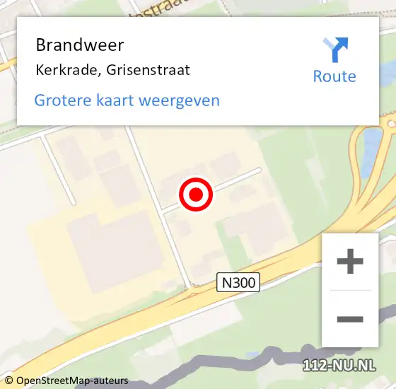 Locatie op kaart van de 112 melding: Brandweer Kerkrade, Grisenstraat op 28 januari 2014 11:54