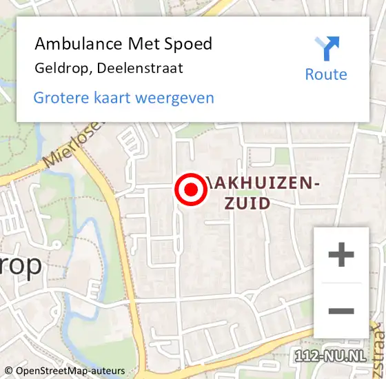 Locatie op kaart van de 112 melding: Ambulance Met Spoed Naar Geldrop, Deelenstraat op 29 juli 2017 11:19