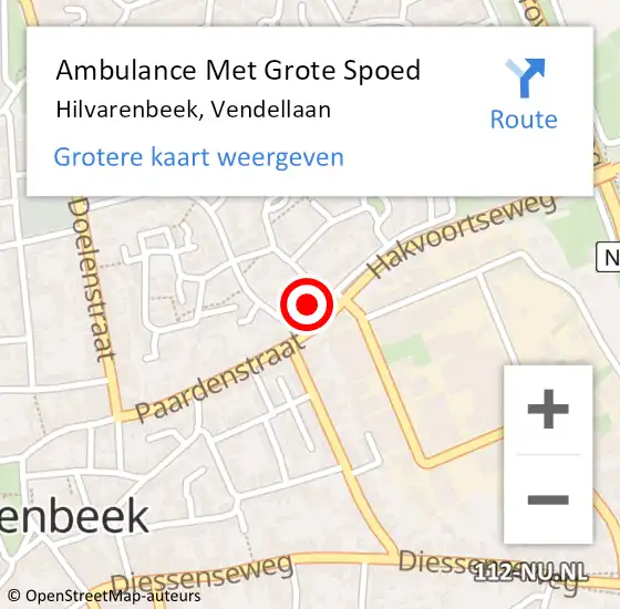 Locatie op kaart van de 112 melding: Ambulance Met Grote Spoed Naar Hilvarenbeek, Vendellaan op 29 juli 2017 11:19