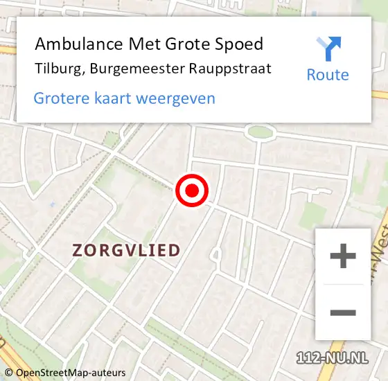 Locatie op kaart van de 112 melding: Ambulance Met Grote Spoed Naar Tilburg, Burgemeester Rauppstraat op 29 juli 2017 11:29