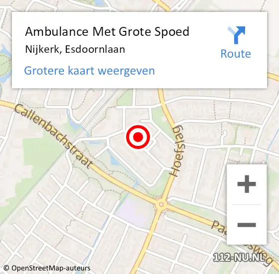 Locatie op kaart van de 112 melding: Ambulance Met Grote Spoed Naar Nijkerk, Esdoornlaan op 29 juli 2017 12:55