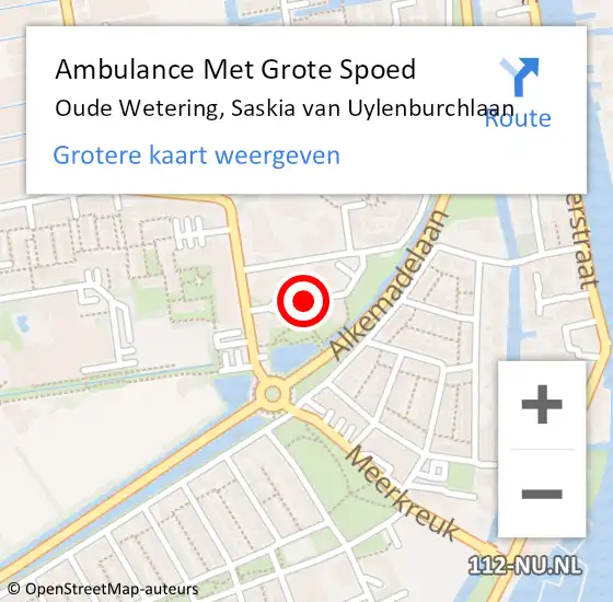 Locatie op kaart van de 112 melding: Ambulance Met Grote Spoed Naar Oude Wetering, Saskia van Uylenburchlaan op 29 juli 2017 13:40