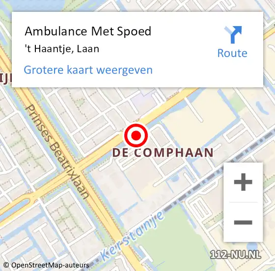 Locatie op kaart van de 112 melding: Ambulance Met Spoed Naar 't Haantje, Laan op 29 juli 2017 14:25