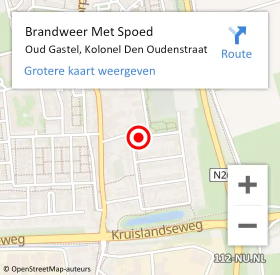 Locatie op kaart van de 112 melding: Brandweer Met Spoed Naar Oud Gastel, Kolonel Den Oudenstraat op 20 september 2013 16:31