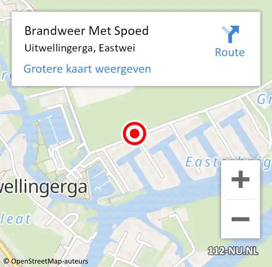 Locatie op kaart van de 112 melding: Brandweer Met Spoed Naar Uitwellingerga, Eastwei op 29 juli 2017 15:09